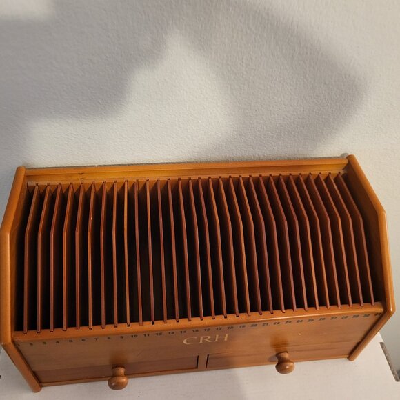VTG LILLIAN VERNON Wood Desktop Mail CD ORGANIZER 31 SLOTS & DRAWERS 16 x 18" - Picture 10 of 11